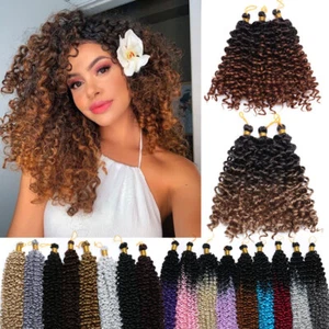 Festival Ombre Water Wave Braids Afro Deep Curly Crochet Braid Hair Extensions - Picture 1 of 40