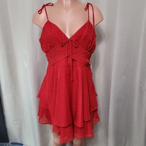 B. Darlin Clip Dot Double Hem A-Line Mini Dress Junior's Size 15 / 16 Cherry NWT - Picture 1 of 10
