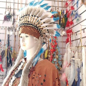 American Chief Indian Native Hat Adults Unisex Artificial Feather Headdress for - Picture 1 of 7