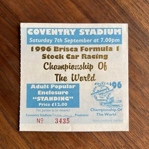 Boleto de carreras Coventry Stadium BriSCA F1 1996 Stock Car Campeonato Mundial - Imagen 1 de 3