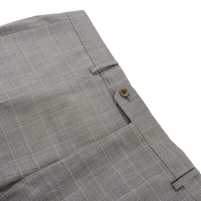 Belvest NWOT Flat Front Dress Pants Size 40 US Light Gray Plaid 100% Wool - Image 1 of 4