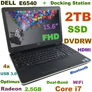 3D-Design DELL E6540 i7-Quad Fast 2TB SSD DVDRW 16GB 15.6" FHD HDMI + Dock - Picture 1 of 11