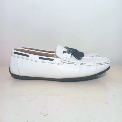 Marco Vitale 9.5 Men's White Slip On Tasseled Bit Loafers Casual Moccasins 41046 - Image 1 of 4
