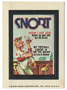 Topps Wacky Packages 1975 14th Series 14 SNORT MAGAZINE parte posterior blanca casi nueva - Imagen 1 de 1