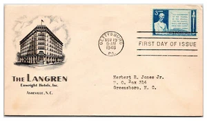 Sobre de hotel Langren #978 Abraham Lincoln's Gettysburg dirección 85 aniversario (LG5 - Imagen 1 de 1