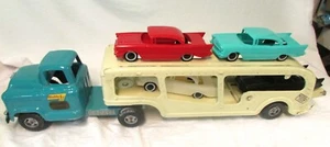 Vintage Buddy L GMC Mech-A-Matic Loader With 4 Plastic Cars, 1950s - Picture 1 of 16