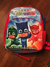 PJ Masks Backpack Book Bag "It's time to Be a Hero" 16 x 14" Girls Boys Kids EUC