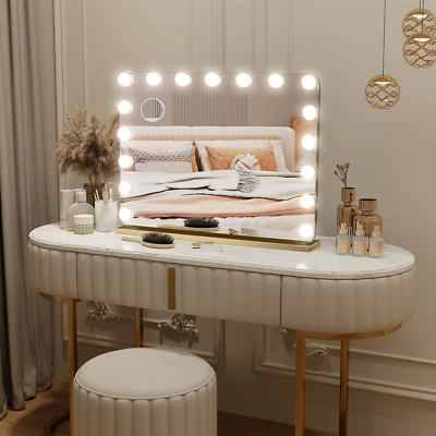 80*60cm LED Hollywood Makeup Mirror Large Vanity Light Mirror Dimmable 18 Bulbs