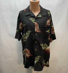 Boca Classics Mens large shirt Hawaiian All Over Leaf Print button Silk - Picture 1 of 6