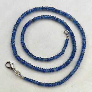 Piedras preciosas de cianita azul natural tamaño de 3 a 4 mm cuentas facetadas en forma de rondelle 17" - Imagen 1 de 8