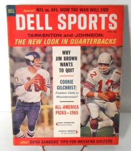 NOV. 1965 - DELL SPORTS - TARKENTON AND JOHNSON - THE NEW LOOK IN QUARTERBACKS - Picture 1 of 3