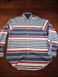 Camisa Nautica De Colección Para Hombre Mediana Hecha en EE. UU. Rayas Horizontales Años 90 Botón Y2k - Imagen 1 de 5
