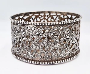 VICTORIAN INDIAN SOLID SILVER OPENWORK ARABESQUES WINE BOTTLE COASTER c1890 - Picture 1 of 7