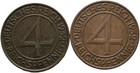 Weimar 2 x 4 Reichspfennig Brüning Taler 1932 A Kupfer #1288