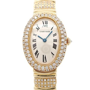 Cartier Baignoire W1506056 K18YG Yellow Gold After Diamond Women Quartz - Picture 1 of 5