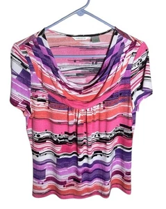 Laura Ashley Kurzarm Bluse mit Wasserfallausschnitt Gr. M rosa lila - Bild 1 von 7