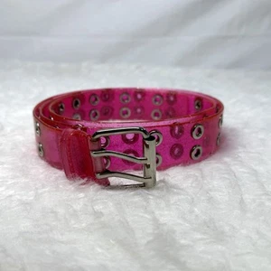NOS Y2K Baby Pink Jelly Double Grommet Belt Mcbling Goth Emo Punk 2000s Glitter - Picture 1 of 4