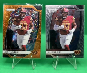 Lote de 2 tarjetas Jonathan Allen Commanders 2024 Panini Prizm 292 naranja Lazer/base - Imagen 1 de 2