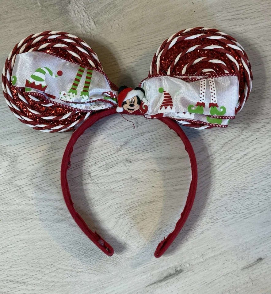 Diadema de oreja Mickey Mouse “CANDYCANE” verde rojo brillante arco MICKEY MOUSE Foto 1 de 4