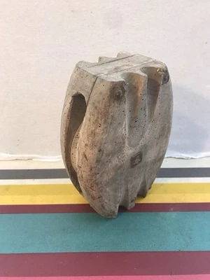 Poulie Ancienne En Bois Pour Cordes XIXeme Siècle Vintage #D016 - Photo 1/4