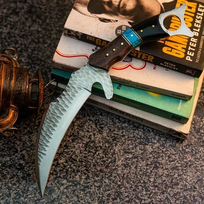 Cuchillo Damasco/Acero 13.1" Listo para Regalo Full Tang Hunt it Hunt + Funda de Cuero Foto 1 de 4