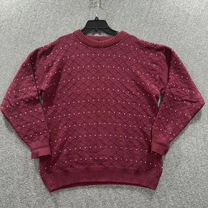 Vintage Lazarus Sweater Mens Large Red Diamond Knit Crewneck Pullover USA 90s - Picture 1 of 9