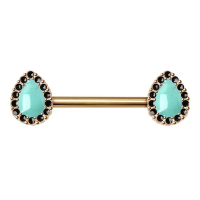 PAR de barra de pezón enchapada en oro Aqua Tear Drop Foto 1 de 2