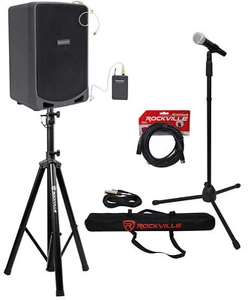 SAMSON XP106WDE 6" Rechargeable Bluetooth PA DJ Speaker+Stands+Headset+Mic+Case - Picture 1 of 11