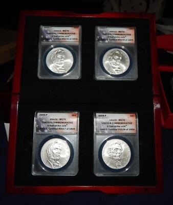 Lincoln Commemorative Silver Dollar 2009-P $1 ANACS PR70DCAM FS Set 4 W/Display  - Image 1 of 4