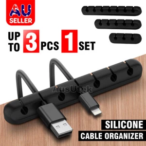 3x USB Charge Cable Holder Desk Cable Clips Organizer Cord Management - Picture 1 of 14