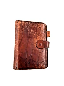 Mulberry Leather Book Notebook Planner Organizer Leather Brown Reptile Embossed Vintage - Picture 1 of 9