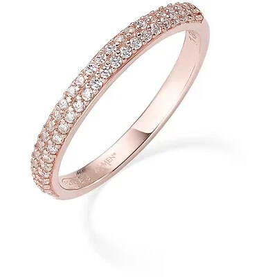 anello fedina argento rosato 925 anallergico amen zirconi misura 16 idea regalo - Immagine 1 di 2