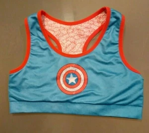 "MARVEL COMICS"  CHILD'S BIKINI TOP  * BLUE * CAPTIAN AMERICA  SIZE M-8 PREOWNED - Picture 1 of 5