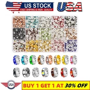 900Pcs Rondelle Spacer Beads for Jewelry Making,8mm Rhinestone Spacer Beads DIY - Picture 1 of 8