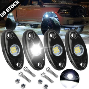 White 4 Pods LED Rock Underbody Lights Fit for Jeep Offroad Truck ATV UTV Boat - Picture 1 of 24