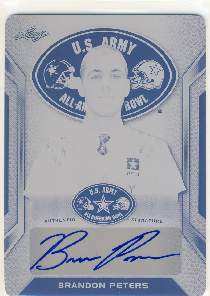 BRANDON PETERS 2016 Leaf Metal US Army All American Plate AUTO /1 CHARGERS 1/1 - Image 1 of 2