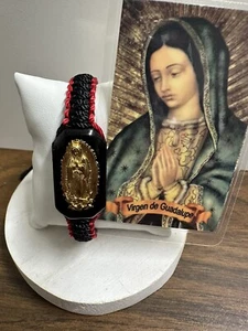Pulsera De La virgen de Guadalupe Color Dorado/Negro Y Rojo - Picture 1 of 12