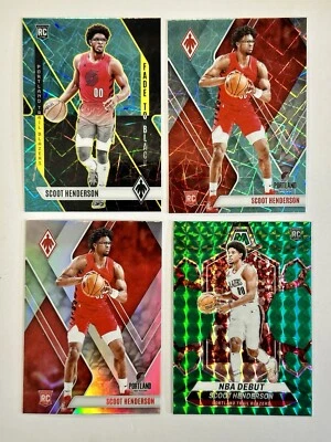 2023-24 Panini Phoenix Scoot Henderson TEAL LAZER RC SILVER #298 + Faded 2 Black - Image 1 of 2
