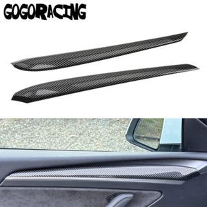 2Pcs Carbon Fiber Interior Door Panel Cover Trim For Tesla Model 3/Y 2017-22 - Picture 1 of 10