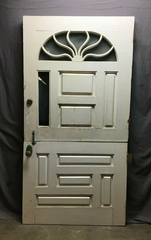 Antique Dutch Door Arched Sunburst Ray 42x82 Shabby Vtg Chic Entryway 1336-20B Cover