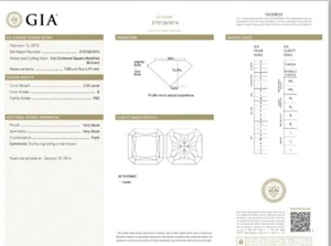 GIA Certificate 2.02ct E Color VS2 Clarity Square Radiant Shape Cut Diamond - Picture 1 of 2