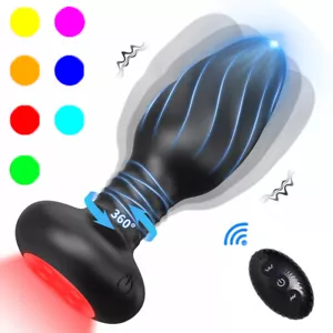 Rotating Anal Butt Plug Dildo Vibrator Prostate Massager Sex Toys for Men Women - Picture 1 of 28
