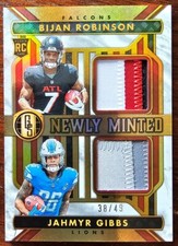 2023 GOLD STANDARD ROOKIE PATCH BIJAN ROBINSON & JAHMYR GIBBS RC #38/49