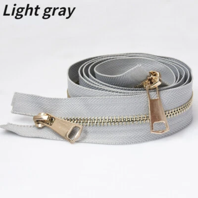 120cm Metal Zipper Copper Teeth Open-End Double-Sided Slider Pull Sew DIY Trims - Image 1 of 4