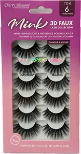 CHERRY BLOSSOM FAUX MINK 3D LASH COLLECTION 6 PAIRS #72242 HAUMEA - Picture 1 of 6