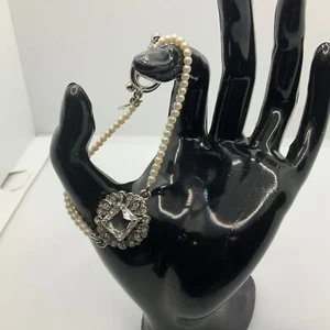 Ann Taylor Elegant Faux Pearl & Rhinestone Bracelet - Picture 1 of 4