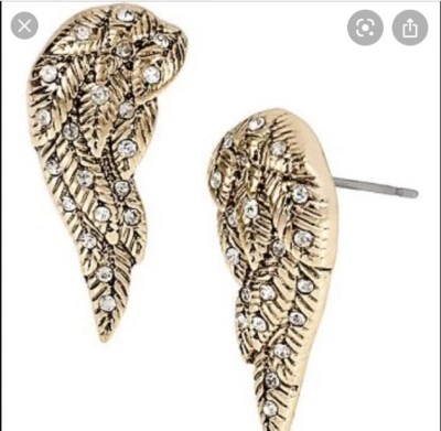 Pendientes de ala de ángel Betsey Johnson Heaven enviados tono dorado $25 A132a Foto 1 de 4