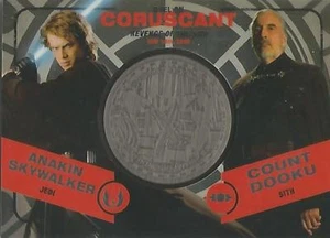 Star Wars Chrome Jedi v Sith: "Anakin v Dooku" Silver Medallion Card #073/150 - Foto 1 di 1