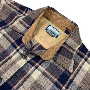 VTG Fieldmaster Men’s Flannel Wool Blend Work Shirt Navy/Beige/Red Plaid • XL - Picture 1 of 7