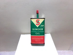 Aceite de máquina de coser Singer vintage 4 OZ práctico engrasador estaño con tapa 30 centavos - Imagen 1 de 6